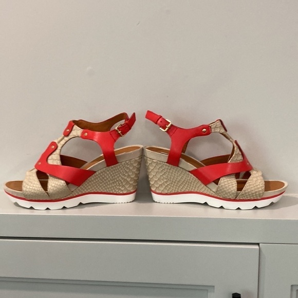 Geox Red Sophie Colour Block Sporty Wedge Sandals - Picture 10 of 16